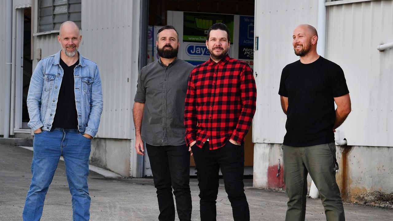 Glenn Esmond, Ben Hall, Clint Boge and Kurt Goedhart. Brisbane alternative metal band The Butterfly Effect. Picture: NCA NewsWire / John Gass