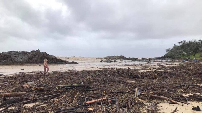 Debris washed up on Town Beach, Port Macquarie. Picture: Facebook