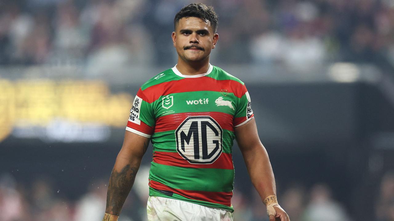 LAS VEGAS, NEVADA - MARCH 02: Latrell Mitchell of the Rabbitohs looks dejected during the round one NRL match between Manly Sea Eagles and South Sydney Rabbitohs at Allegiant Stadium, on March 02, 2024, in Las Vegas, Nevada. Ezra Shaw/Getty Images/AFP (Photo by EZRA SHAW / GETTY IMAGES NORTH AMERICA / Getty Images via AFP)