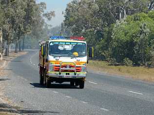 IN FLAMES: A truck carrying produce caught fire on the Warrego Highway in the early hours of Saturday morning. Picture: Chris Ison ROK150917cfire3