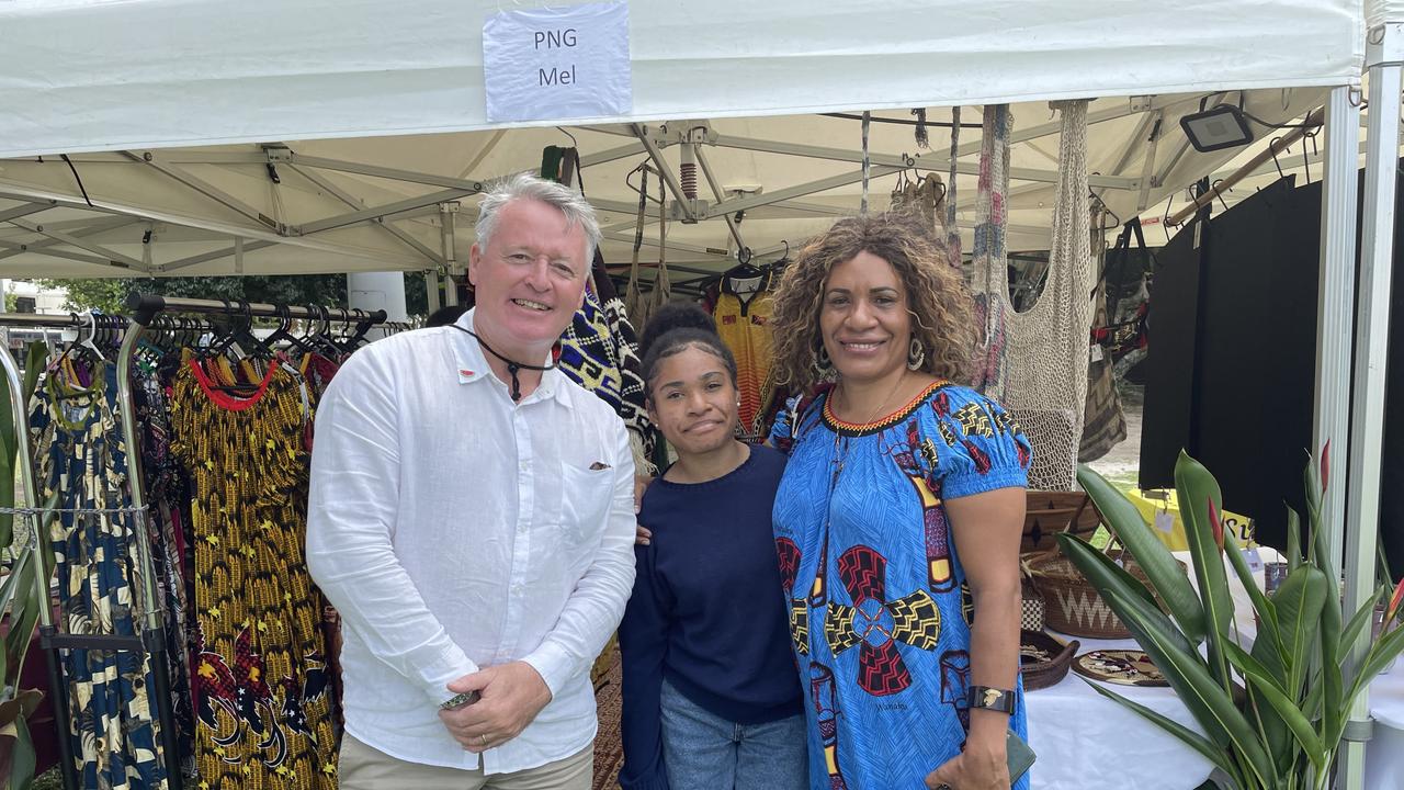 Member for Cairns Michael Healy, Yvonne Noio and Melinda Noipo attended the CARMA Multicultural Festival at Fogarty Park on Saturday, September 7. Photo: Catherine Duffy