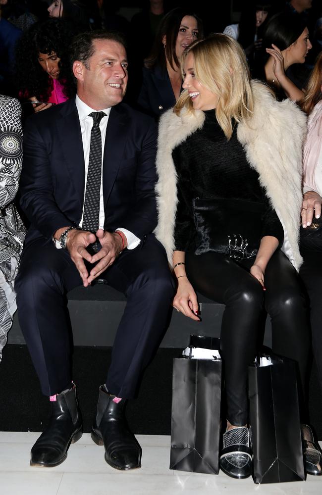 Karl Stefanovic and Jasmine Yarbrough at Mercedes-Benz Fashion Week in Sydney. Picture: Jonathan Ng