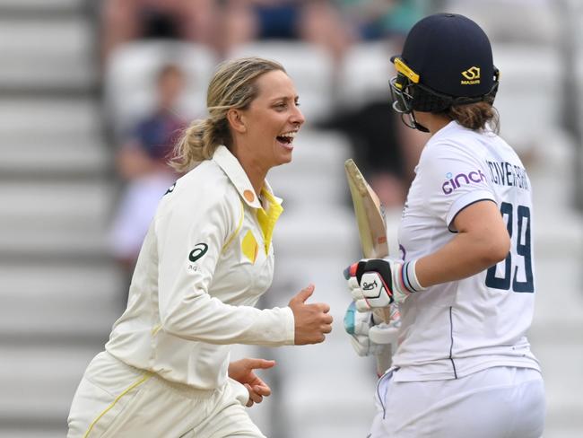 Ashleigh Gardner ripped through England’s top order. Picture: Gareth Copley/Getty Images