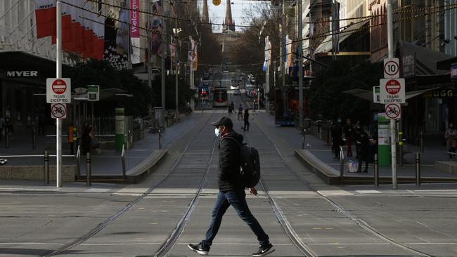 A quiet Bourke Street Mall.