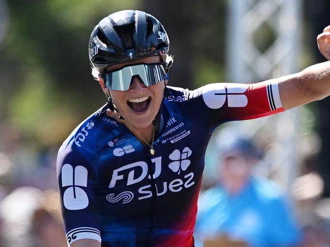 Wollaston celebrates at the finish line. Picture: Dario Belingheri/Getty Images