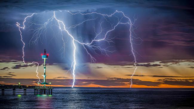 Best Weather Picture 2024, Lightning over Brighton Jetty. Picture: Andrew Burston