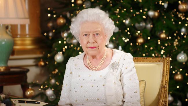 The Queen records her Christmas Day broadcast to the Commonwealth at Buckingham Palace.