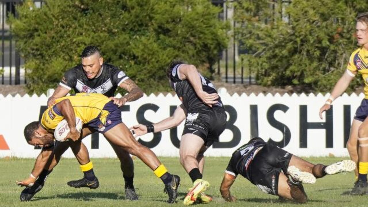 22/03/2023 - Delroy Tanner (left making a tackle) will be one of the stars for Easts Magpies this season, says coach Jacob Blanke. Picture: Solana Photography