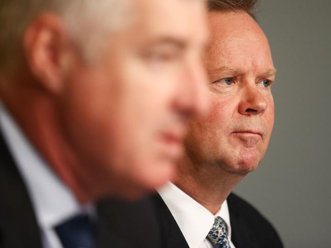 SYDNEY, AUSTRALIA - APRIL 10:  Bill Pulver, CEO of Australian Rugby Union,  speaks to the media during an ARU press conference at ARU HQ on April 10, 2017 in Sydney, Australia.  (Photo by Brendon Thorne/Getty Images)