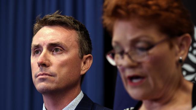 One Nation leader Pauline Hanson with chief of staff James Ashby. Picture: AAP