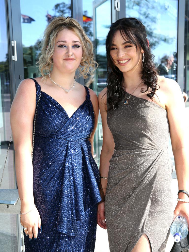 Western Heights College graduation at GMHBA stadium. Kaytie Newcombe and Taylor Champion. Picture: Mike Dugdale