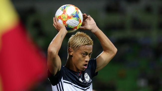 Keisuke Honda of Melbourne Victory during the AFC Champions League match between Melbourne Victory and Daegu FC at Melbourne Rectangular Stadium in Melbourne, Tuesday, March 5, 2019. (AAP Image/George Salpigtidis) NO ARCHIVING, EDITORIAL USE ONLY