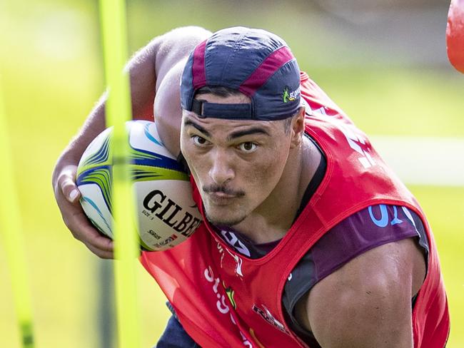 Jordan Petaia at Queensland Reds training. Picture: Brendan Hertel