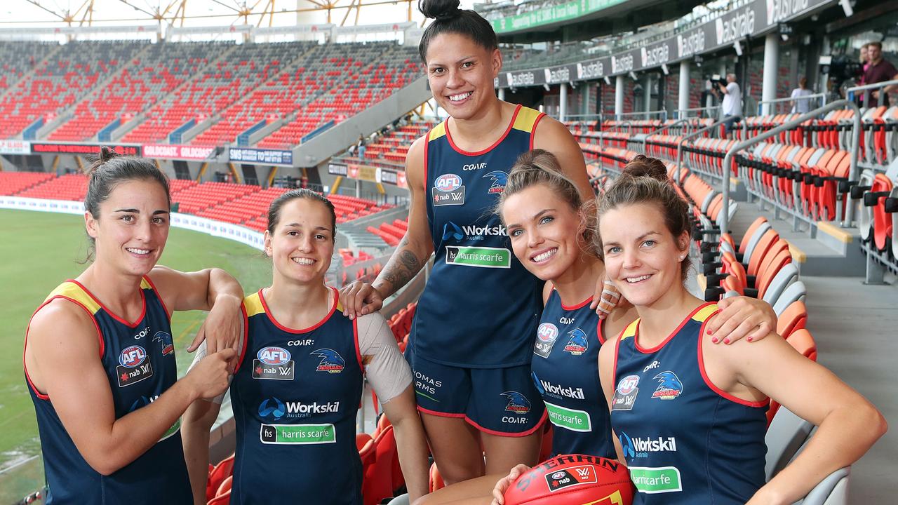 2017 Adelaide players from NT (L-R) Angela Foley, Heather Anderson, Stevie-Lee Thompson, Abbey Holmes, Sally Riley.