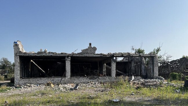 The destroyed Russian command building in Neskuchne, where Kremlin forces built their first line of defence on the road to Mariupol. Picture: Maxim Tucker/The Times