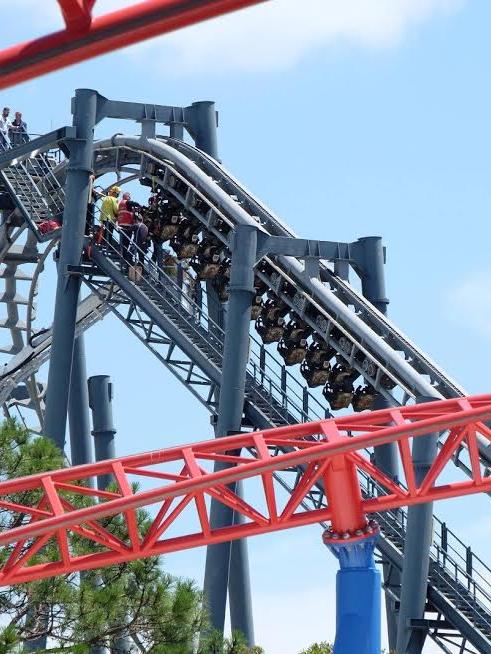 Rescuers free trapped passengers at Movie World. Picture: Aaron Semler