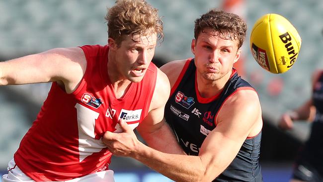 Peter Bampton (right) remains a contested animal for Lobethal. Picture: Sarah Reed