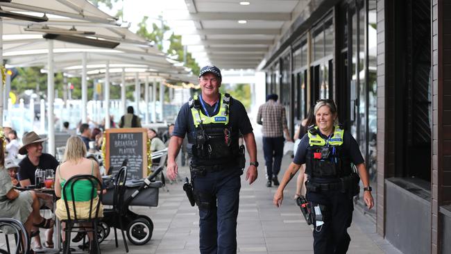 Police regularly patrol the Geelong waterfront.