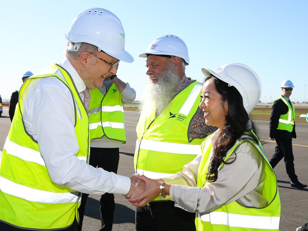 Prime Minister Anthony Albanese, left, at Western Sydney airport. Picture: Gaye Gerard