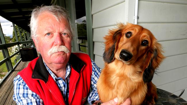 Jim Black with Harlo, the long-haired dachshund. Picture: Tim Carrafa