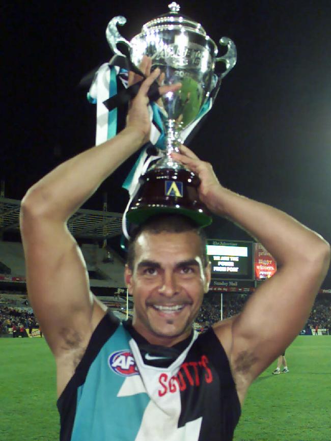 Port Adelaide’s Fabian Francis with the 2001 Ansett Cup.