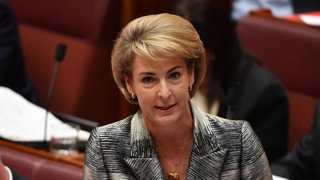 Minister for Small Business Michaelia Cash during Question Time in the Senate chamber at Parliament House in Canberra, Monday, November 26, 2018. (AAP Image/Mick Tsikas) NO ARCHIVING