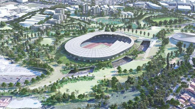 ## EMBARGOED IMAGES NOT FOR USE BEFORE 6TH MARCH 2024 ## Victoria park Olympics.......Brisbane BOLD proposes doubling the 2032 legacy outcomes for the city in a cohesive urban corridor. In legacy the concept establishes the new capital of our Knowledge Economy infrastructure featuring 2000+ dwellings of affordable keyworker housing, world's best sports and events excellence corridor situated amongst 60ha of urban parklands within 1.5km’s of the CBD, establishing a broader macro cross-city green line connecting our hospitals and universities to the city centre.  This secure, contained precinct leverages both Cross River Rail and Metro infrastructure and will catapult the city 20 years forward through a vision-led citywide master plan while offering significant savings and gross value add benefits. In addition, this strategy provides compelling Housing Accelerators freeing up 15,000 dwellings worth of inner 5km affordable and BTR housing opportunities for immediate prosecution. Pictured Supplied by ARCHIPELAGO