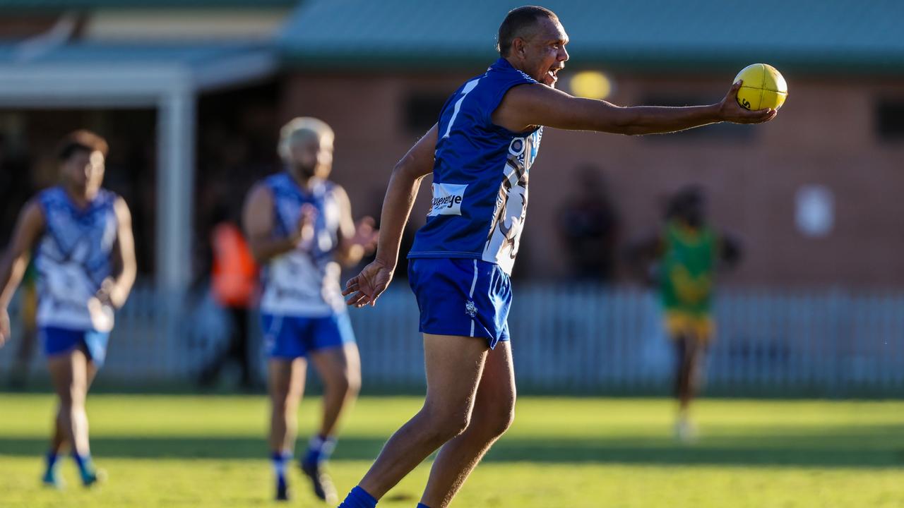 Daniel Stafford kicked six goals for South Alice Springs in Round 6 of the 2024 CAFL season. Picture: Charlie Lowson / AFLNT Media