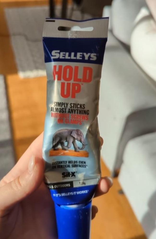 Samantha used this glue, to attach the legs of the Kmart table to that of the Bunnings table top. Picture: Instagram/samantha_milne_designs