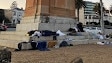 St Kilda war memorial strewn with clothing and cigarette butts for more than a week, images: supplied