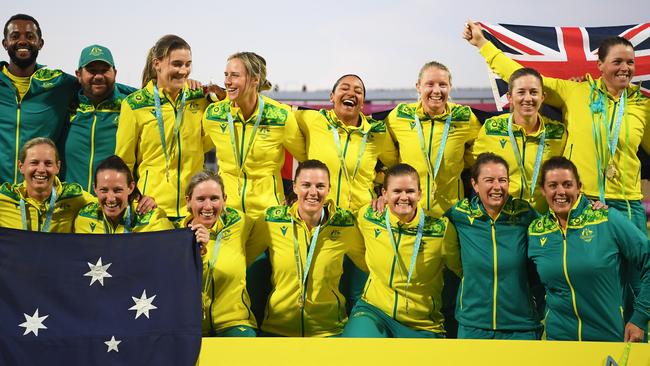 A Birmingham 2022 Commonwealth Games gold medal was a final major success for Haynes (second from right) in Australian colours. Picture: Alex Davidson/Getty Images