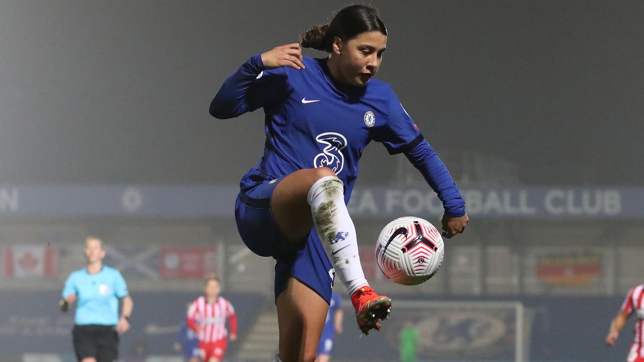 Sam Kerr is through to the quarter-finals. (Photo by Catherine Ivill/Getty Images)