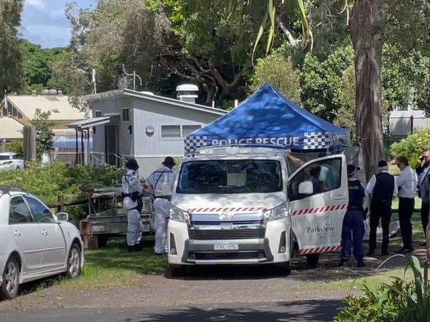 A funeral home vehicle was seen taking the woman’s body away. Picture: Savannah Pocock