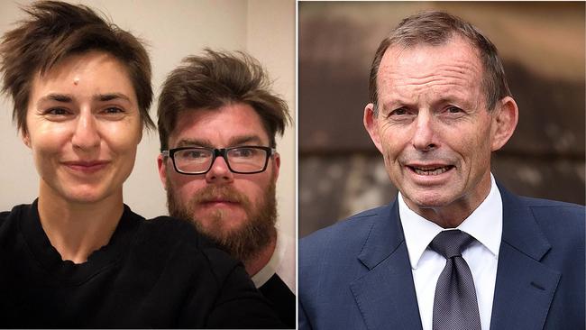 Frances Abbott with Sam Loch (left) and Tony Abbott.