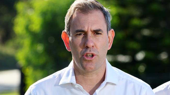 Jim Chalmers during a press conference in Logan. Picture: Tertius Pickard/NewsWire