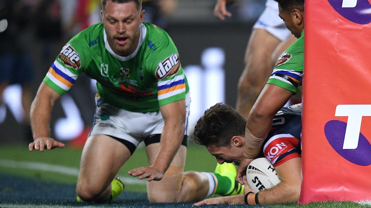 Sam Verrills opened the scoring for the Roosters. Photo: AAP Image/Dan Himbrechts