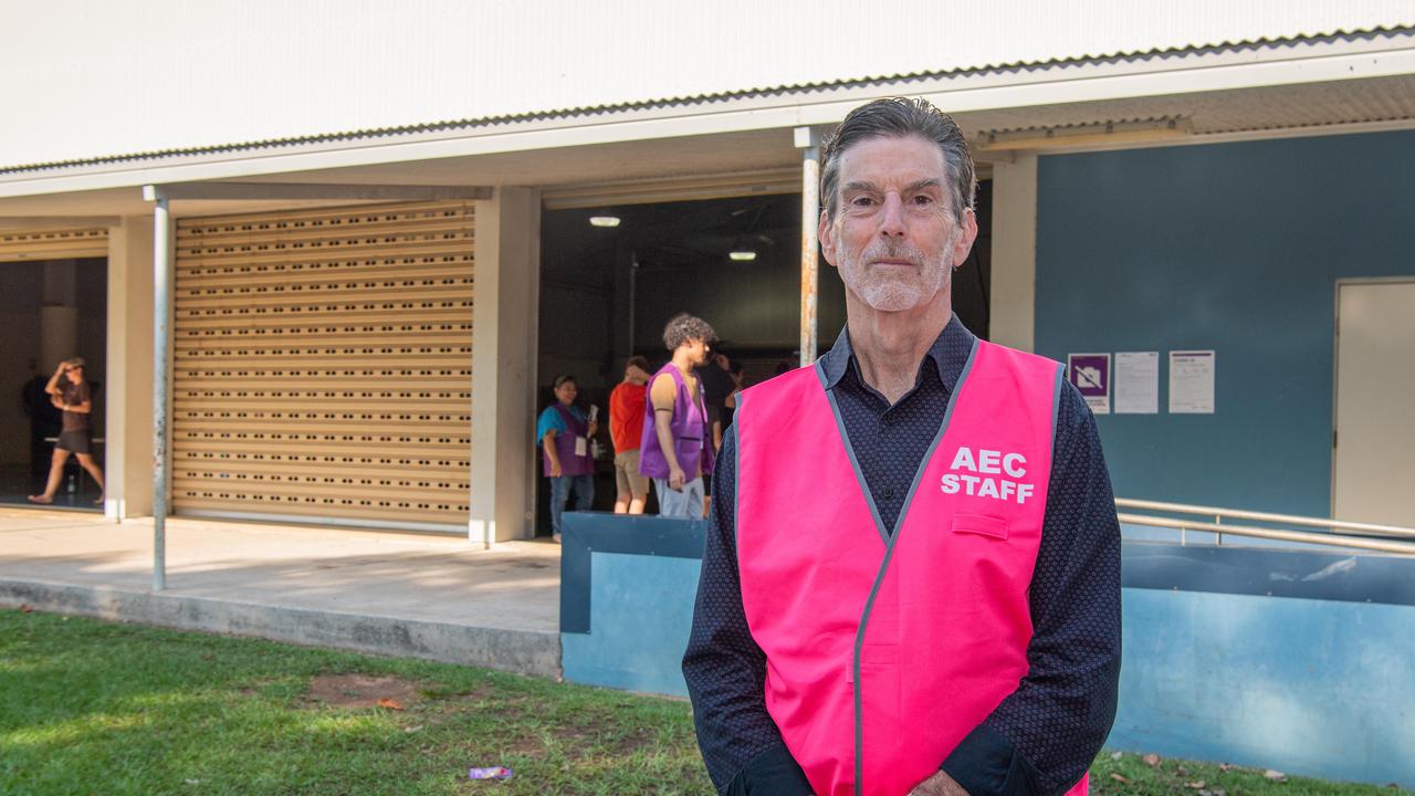 VOICEREF23 Geoff Bloom from AEC NT Manager for the Referendum on The Voice at Parap polling station in Parap, Darwin, NT. Picture: Pema Tamang Pakhrin