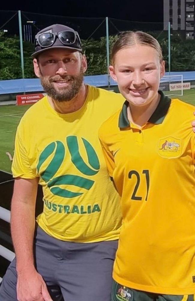 16-year-old rising star Tiana Fuller with her dad Jason – who was her first coach as a junior. Picture: Supplied