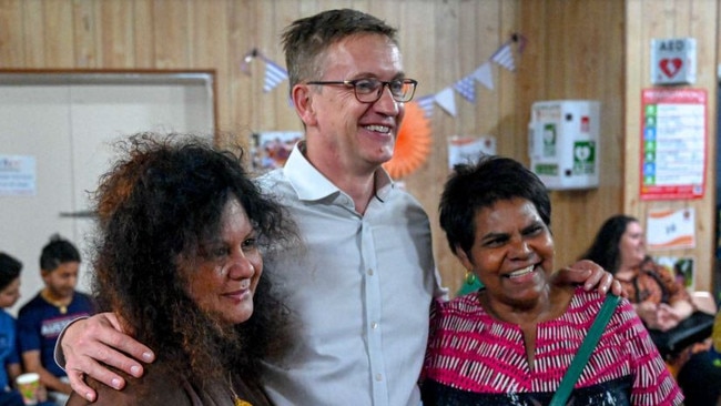 Assistant Minister for Citizenship and Multicultural Affairs, Julian Hill with Lingiari MP Marion Scrymgour and Minister for Indigenous Australians, Senator Malarndirri McCarthy.