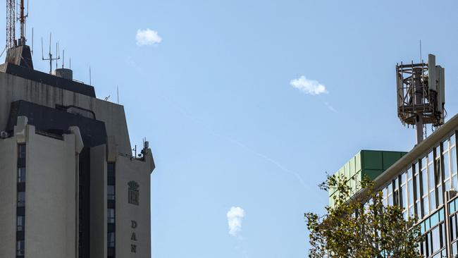 Rockets fired from southern Lebanon are intercepted by Israel's Iron Dome air defence system over Haifa, in northern Israel. Picture: AFP