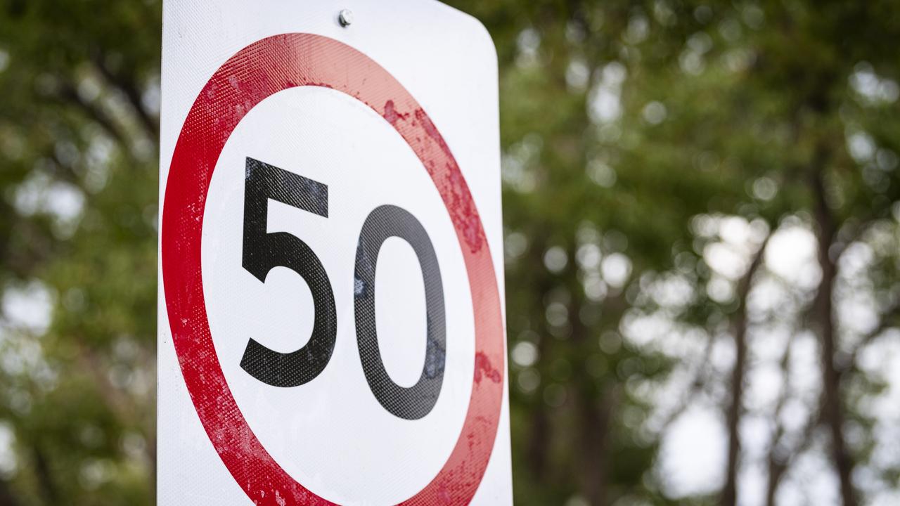 The speed limit has been reduced to 50 km/h on Ruthven St between Long and Alderley Sts, Wednesday, April 24, 2024. Picture: Kevin Farmer