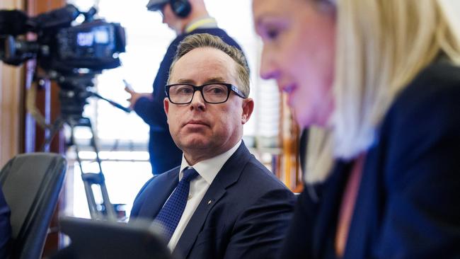 MELBOURNE, AUSTRALIA - Newswire Photos August 28, 2023: Qantas CEO Alan Joyce during a senate hearing into the cost of living. Picture NCA NewsWire / Aaron Francis