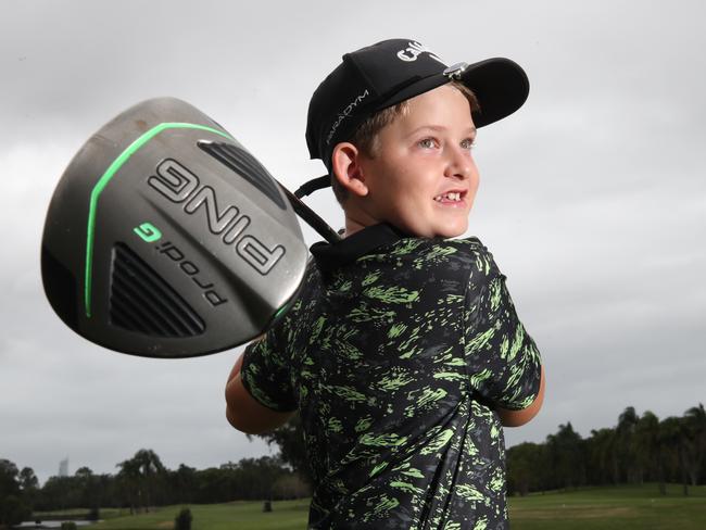 7-year-old golfer Hugo Smith from Palm Meadows Golf Club is off to the European Championships later in the year. Picture Glenn Hampson