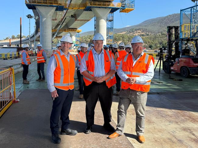 The final piece of the Bridgewater Bridge construction put in place on February 27. Picture: Supplied