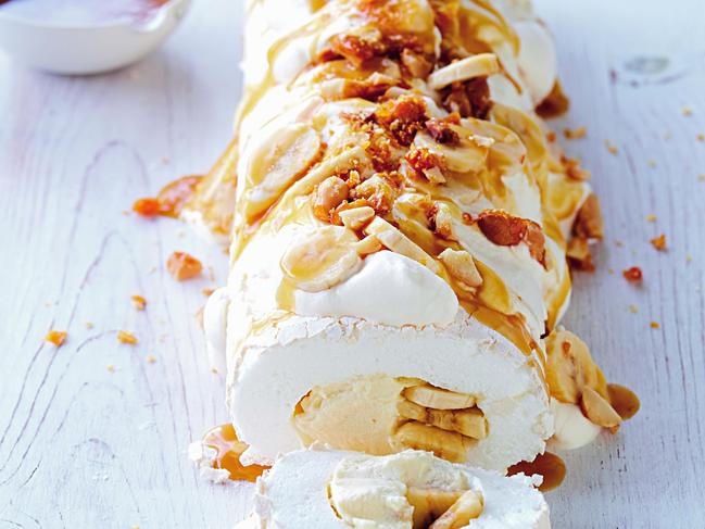 TWAM-20170506  embargo for TWAM 6 MAY 2017NO REUSE WITHOUT PERMISSIONBanoffee pavlova roulade by chef Julie Goodwin  Pic : supplied