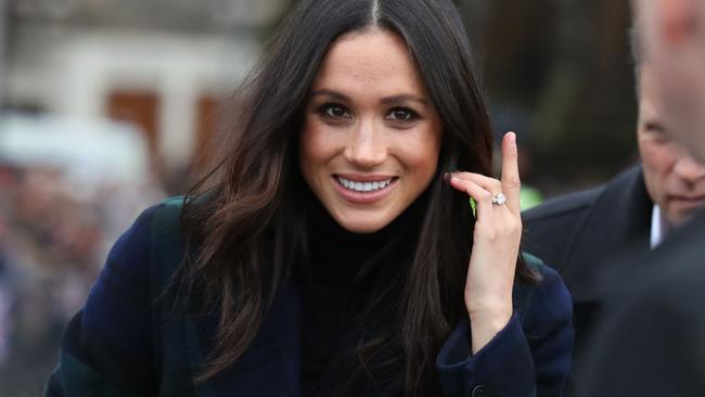 EDINBURGH, SCOTLAND - FEBRUARY 13:  Meghan Markle ris seen during a walkabout on the esplanade at Edinburgh Castle on February 13, 2018 in Edinburgh, Scotland.  (Photo by Andrew Milligan - WPA Pool/Getty Images)