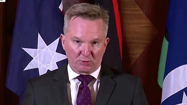 Energy minister Chris Bowen addresses the media from Melbourne following reports that electricity bills will rise by as much as 9 per cent from July 1. Picture: Sky News