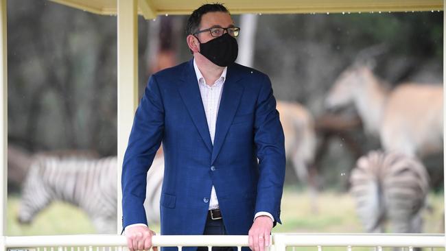 Victorian Premier Daniel Andrews takes a safari tour at the Werribee Open Range Zoo on Wednesday. Picture: AAP