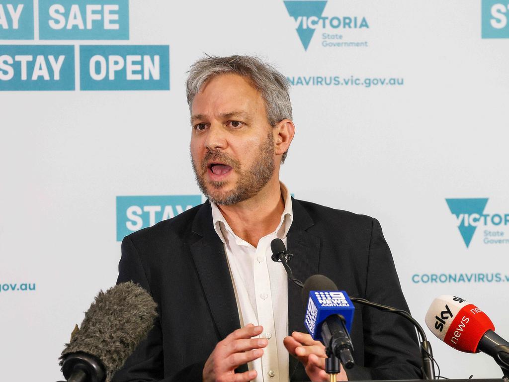 Victorian chief health officer Brett Sutton announces an outbreak of COVID-19 in Whittlesea, Melbourne. Picture: NCA NewsWire/Ian Currie