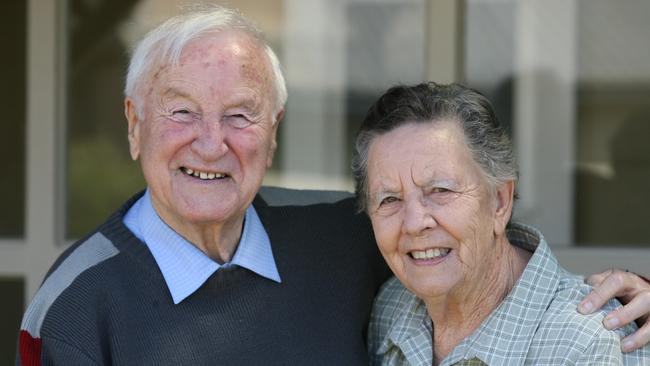 Ray and Edith Gilbert on their 60th wedding anniversary on September 17, 2009.